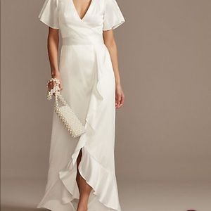 DB Studio White Wrap Wedding Bridal Dress
